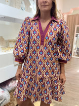 Geometric Print Drop Waist Dress