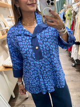 Blue Mix Leopard Print Top