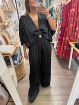 Black Kimono Sleeves Jumpsuit