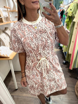 Animal Print Drawstring Waist Top