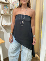 Black Asymmetrical Strapless Top