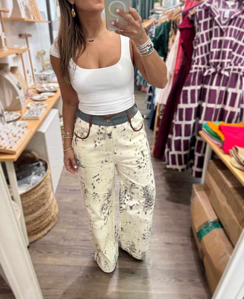Ivory Printed Denim