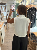 White Flower Detail Vest