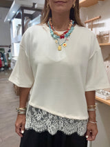 Ivory Lace Hem Top