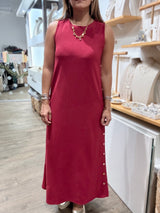 Cranberry Side Buttons Dress