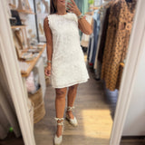 White Embroidered Shift Dress