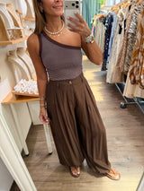 Brown High Waisted Harem Pants