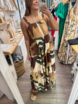 Sage Brown Mix Flowy Dress