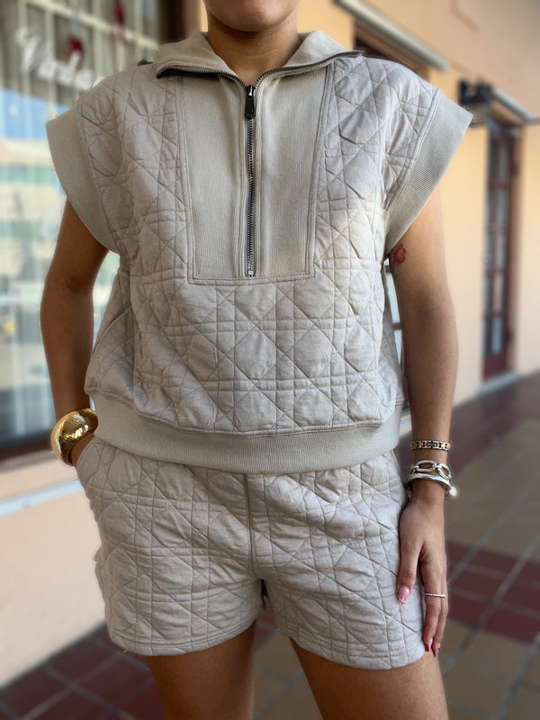 Taupe Top & Shorts Set