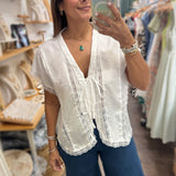 White Satin & Lace Top