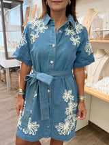 Denim Embroidered Detail Dress
