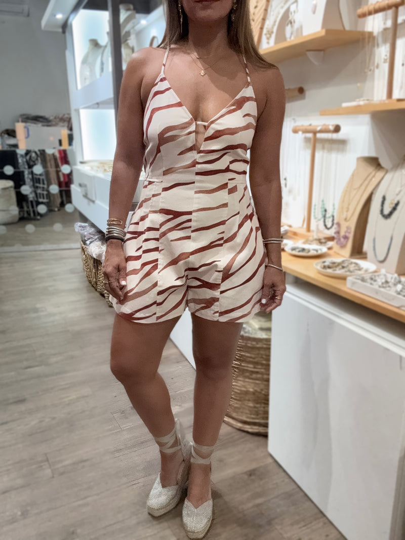 Zebra Print Back Detail Romper