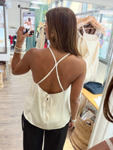 Ivory Back Detail Flowy Top
