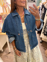 Denim Cape Detail Jacket