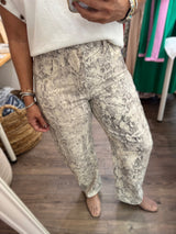 Snake Print Barrel Jeans