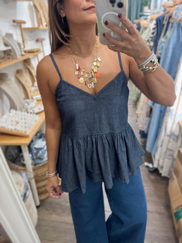 Dark Denim Strappy Top