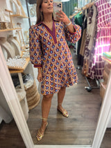 Geometric Print Drop Waist Dress