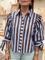 Brown & Blue Stripes Top