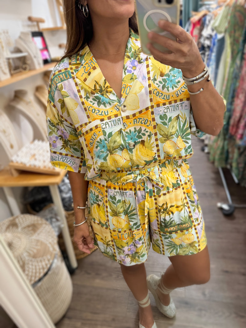 Tropical Sun Print Top & Short Set