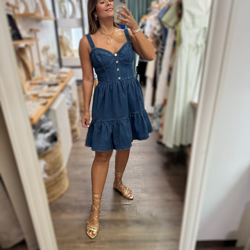 Dark Denim Corset Detail Dress