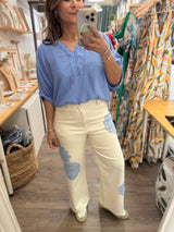 Ivory Crochet Details Jeans