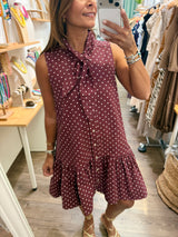 Burgundy Tiny Dots Dress