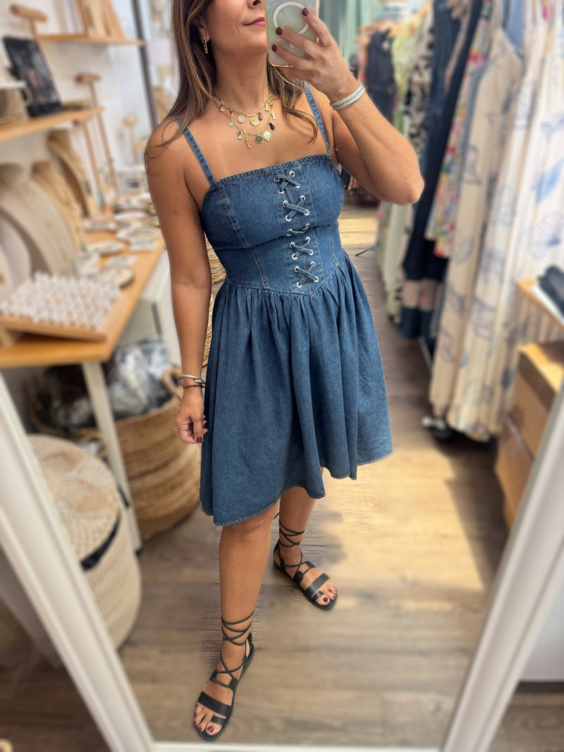 Denim Front Lace Dress