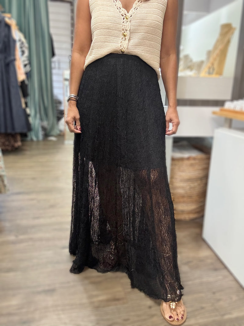 Black Lace Maxi Skirt