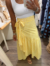 Yellow Polka Dots Wrap Around Skirt