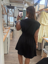 Black Cinched Waist Dress