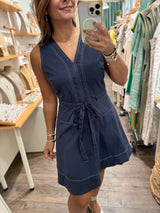 Navy Contrast Stitch Dress