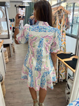 Spring Print Drop Waist Dress