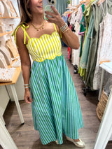 RE-STOCK Lime & Blue Stripes Contrast Dress