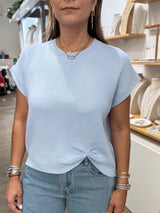 Sky Blue Front Detail Top