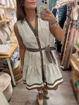 Mocha Stripes Button Down Dress