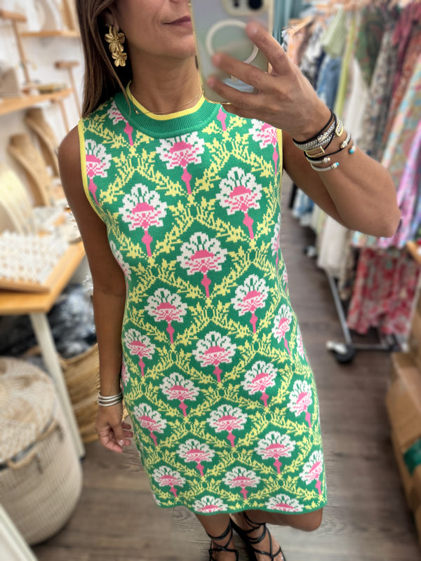 Green Mix Shift Dress