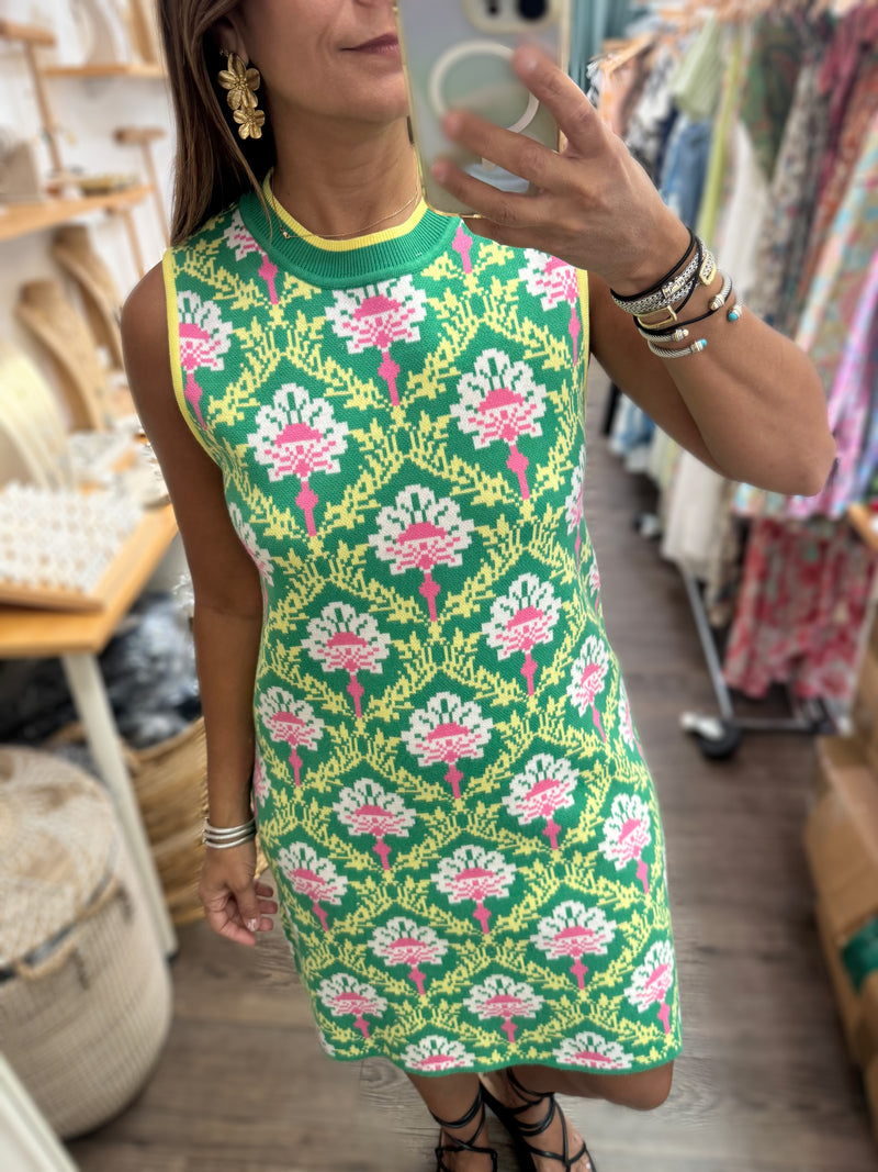 Green Mix Shift Dress