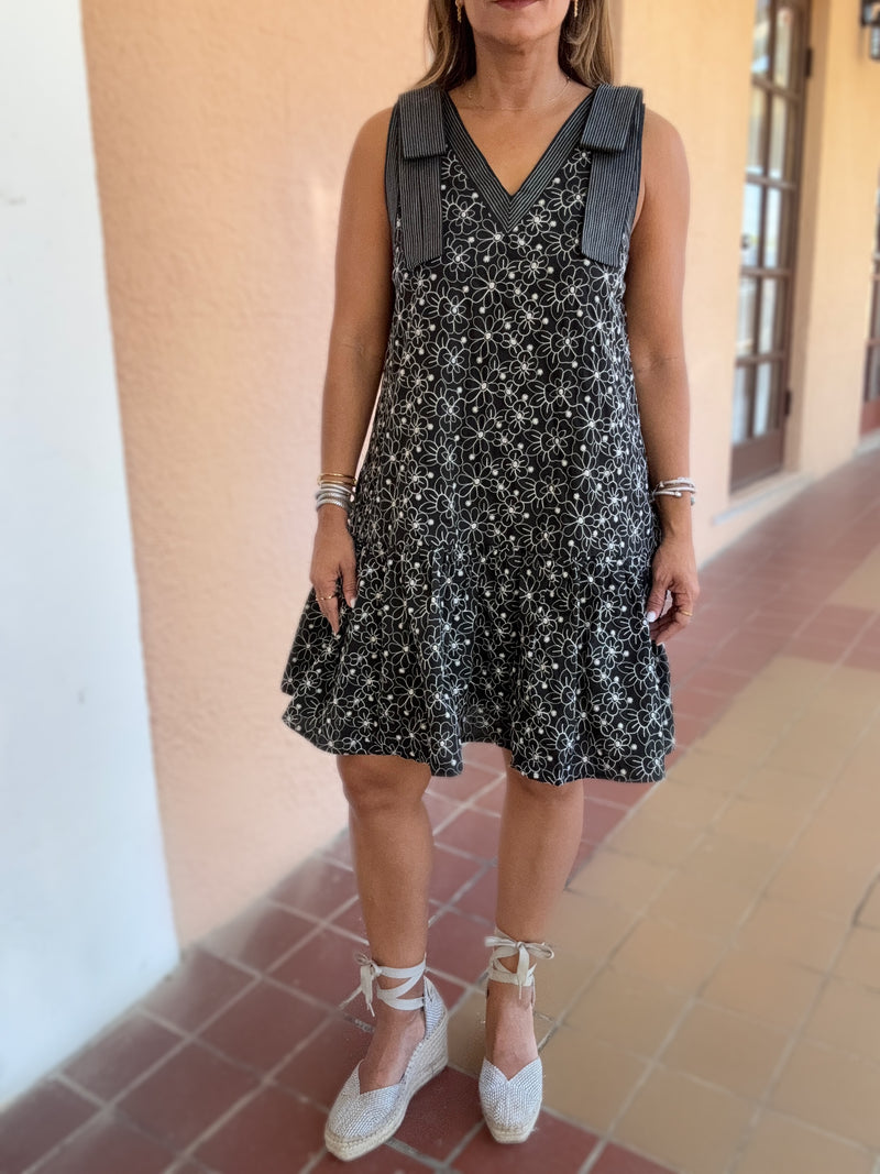 Black & White Embroidered Detail Dress