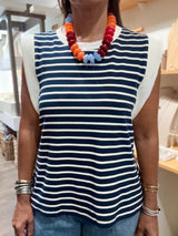 Navy & White Stripes Top