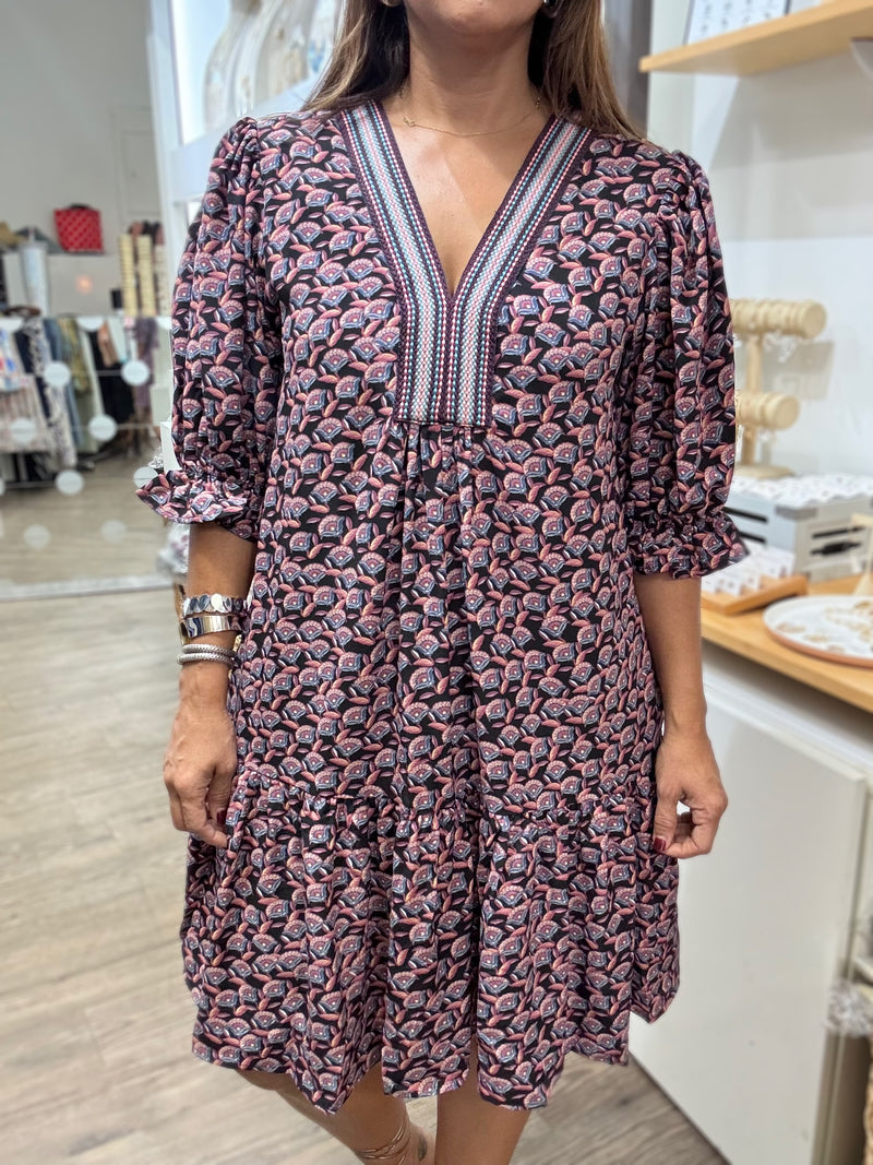 Mauve Mix Print Dress