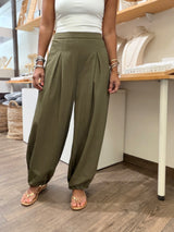 Olive Pleated Front Pants