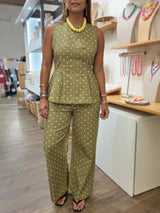 Olive Polka Dots Top & Pant Set