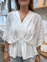 White Kimono Sleeves Top