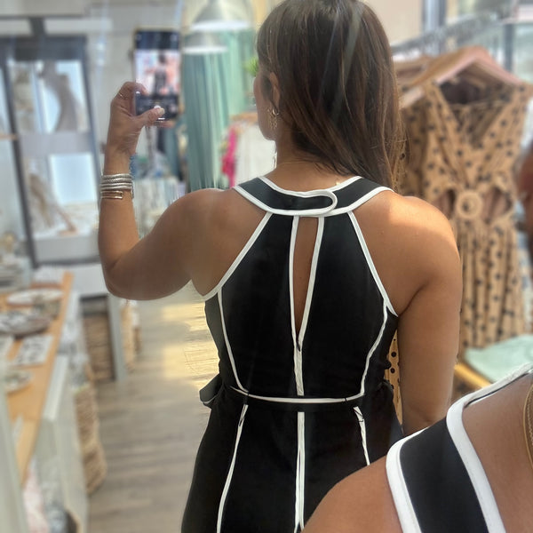 Black Trim Detail Jumpsuit