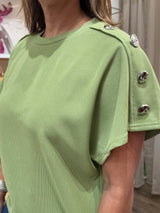 Olive Buttons Detail Top