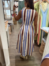 Brown & Blue Stripes Dress