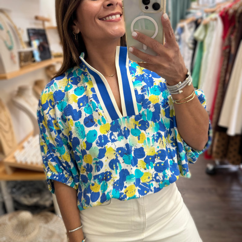 Blue Mix Dolman Sleeves Top