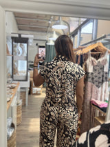 Printed Cinched Waist Jumpsuit