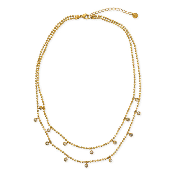 Gold Double Beaded Chain Necklace (TA)