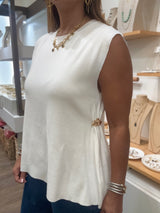 White Brooch Side Detail Top